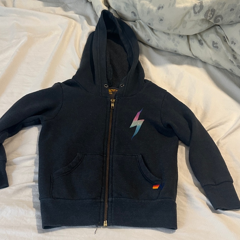 Aviator Nation Black Hoodie with Multicolor Lightning Bolt